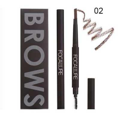 Focallure 2 In 1 Automatic Waterproof Eyebrow Pencil – 02 Brown
